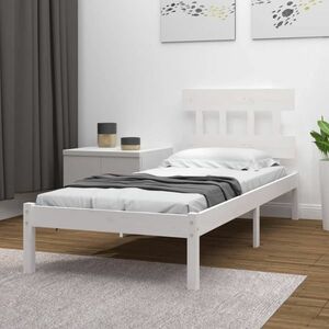 vidaXL Rama łóżka, biała, lite drewno, 75x190 cm, pojedyncza obraz