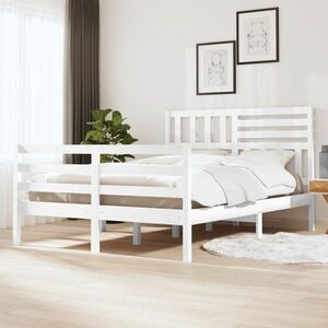 vidaXL Rama łóżka, biała, 120x190 cm, lite drewno obraz