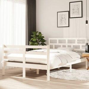 vidaXL Rama łóżka, biała, lite drewno sosnowe, 120 x 200 cm obraz