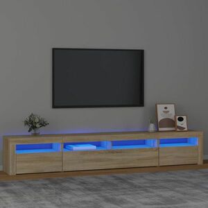 vidaXL Szafka TV z oświetleniem LED, dąb sonoma, 240x35x40 cm obraz