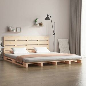 vidaXL Rama łóżka, lite drewno sosnowe, 135x190 cm obraz
