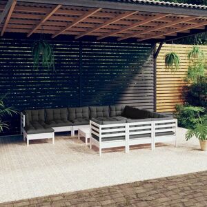 vidaXL 12-cz. zestaw wypoczynkowy do ogrodu, z poduszkami, biały obraz