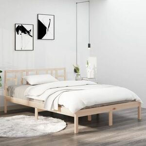 vidaXL Rama łóżka, lite drewno, 140x190 cm obraz