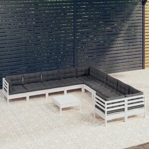 vidaXL 11-cz. zestaw wypoczynkowy do ogrodu, z poduszkami, biały obraz