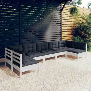 vidaXL 7-cz. zestaw wypoczynkowy do ogrodu, z poduszkami, biały obraz