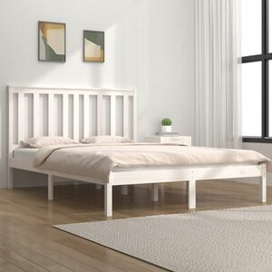 vidaXL Rama łóżka, biała, lite drewno sosnowe, 180x200 cm obraz
