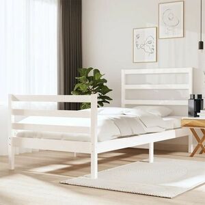 vidaXL Rama łóżka, biała, lite drewno sosnowe, 90x190 cm, pojedyncza obraz