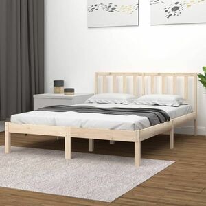 vidaXL Rama łóżka, lite drewno sosnowe, 135x190 cm, podwójna obraz