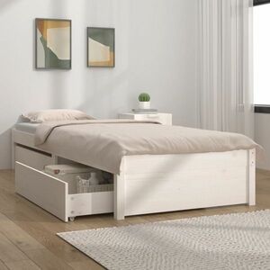 vidaXL Rama łóżka z szufladami, biała, 90x190 cm obraz