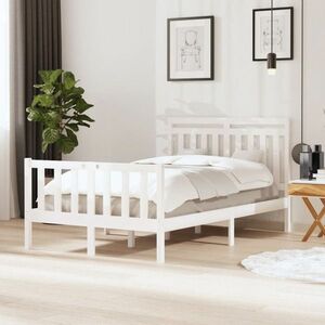 vidaXL Rama łóżka, biała, lite drewno, 120 x 200 cm obraz