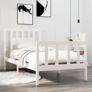 vidaXL Rama łóżka, biała, lite drewno, 90x190 cm, pojedyncza obraz