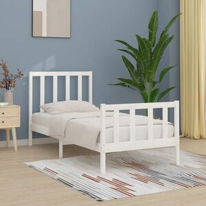 vidaXL Rama łóżka, biała, lite drewno, 100 x 200 cm obraz