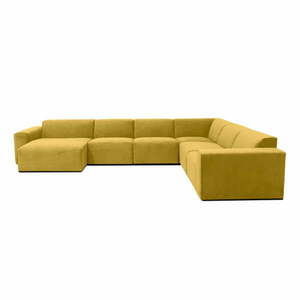 Musztardowożółta sztruksowa sofa modułowa w kształcie litery "U" Scandic Sting, lewostronna obraz