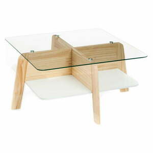 Naturalny stolik ze szklanym blatem 60x60 cm Varm – Tomasucci obraz