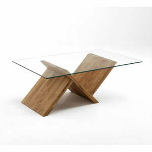 Naturalny stolik ze szklanym blatem 120x70 cm Ole – Tomasucci obraz