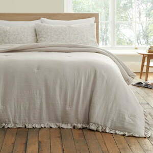 Beżowa narzuta na łóżko dwuosobowe 220x230 cm Soft Washed Frill – Bianca obraz
