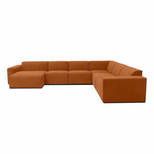 Pomarańczowa sztruksowa sofa modułowa w kształcie litery "U" Scandic Sting, lewostronna obraz