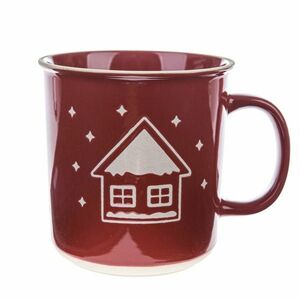 Świąteczny kubek ceramiczny Snowy cottage czerwony, 710 ml obraz