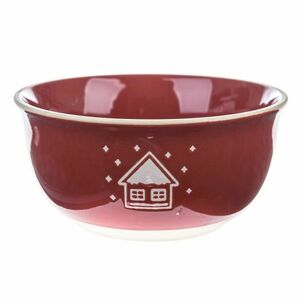 Świąteczna miska ceramiczna Snowy cottage czerwony, 450 ml obraz