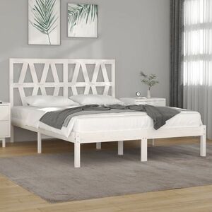 vidaXL Rama łóżka, biała, lite drewno sosnowe, 135x190 cm, podwójna obraz