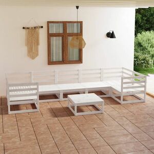 vidaXL 8-cz. zestaw wypoczynkowy do ogrodu, biały, lite drewno sosnowe obraz
