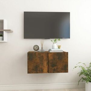 vidaXL Wisząca szafka pod TV, przydymiony dąb, 60x30x30 cm obraz