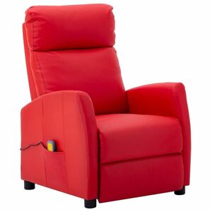 vidaXL Fotel masujący, czerwony, tapicerowany sztuczną skórą obraz