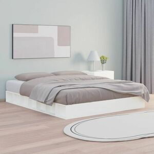 vidaXL Rama łóżka, biała, 150x200 cm, lite drewno obraz