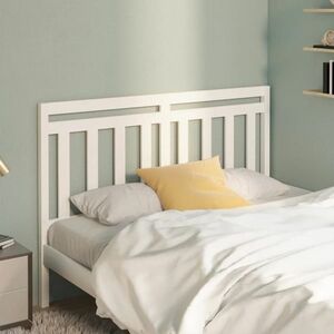 vidaXL Wezgłowie łóżka, białe, 140x4x100 cm, lite drewno sosnowe obraz