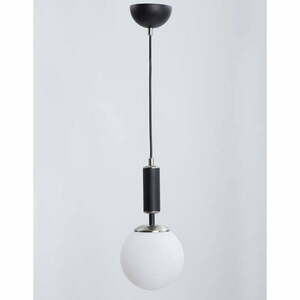Biało-czarna lampa wisząca ze szklanym kloszem ø 15 cm Hector – Squid Lighting obraz