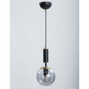 Czarno-szara lampa wisząca ze szklanym kloszem ø 15 cm Hector – Squid Lighting obraz