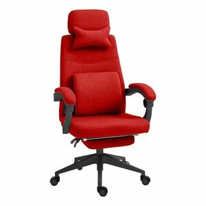 Krzesło biurowe obrotowe z zagłówkiem czerwony obraz