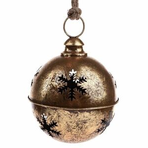 Metalowy wiszący dzwonek z płatkiem śniegu, złoty, 20 x 25 cm obraz