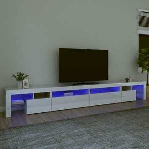 vidaXL Szafka pod TV ze światłem LED, błyszcząca, biała, 290x36, 5x40cm obraz