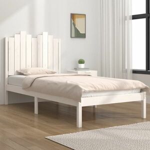 vidaXL Rama łóżka, biała, lite drewno sosnowe, 75x190 cm, pojedyncza obraz