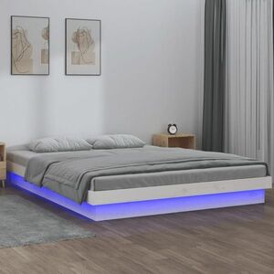 vidaXL Rama łóżka, biała, 150x200 cm, lite drewno sosnowe, King Size obraz