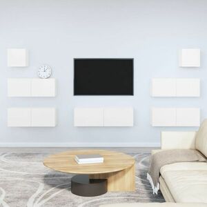 vidaXL Zestaw 7 szafek telewizyjnych, biały z połyskiem obraz