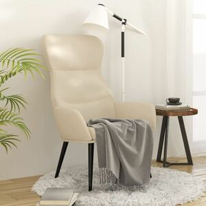 vidaXL Krzesło wypoczynkowe, kremowe, obite tkaniną obraz