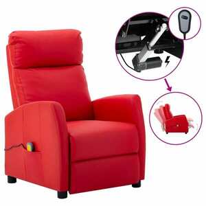 vidaXL Fotel masujący, czerwony, sztuczna skóra obraz