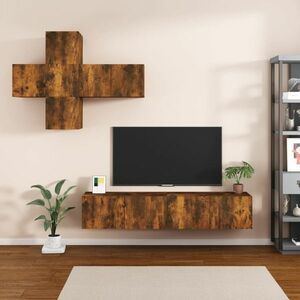 vidaXL Zestaw 7 szafek TV, przydymiony dąb, materiał drewnopochodny obraz