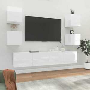 vidaXL Zestaw 6 szafek telewizyjnych, biały z połyskiem obraz