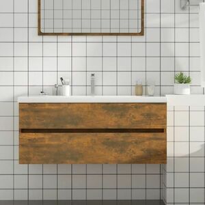 vidaXL Szafka z umywalką, przydymiony dąb, materiał drewnopochodny obraz