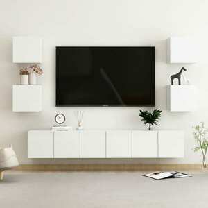 vidaXL Zestaw 7 szafek telewizyjnych, biały z połyskiem obraz
