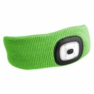 Sixtol Opaska z latarką czołową 180 lm, USB, ładowalna, uni rozmiar, bawełna/PE, fluoresc. zielony obraz