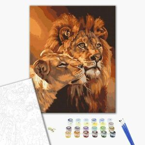 Malowanie po numerach zakochane lwy obraz