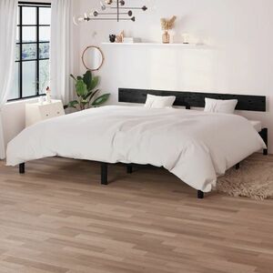 vidaXL Rama łóżka, czarna, lite drewno sosnowe, 180x200 cm obraz