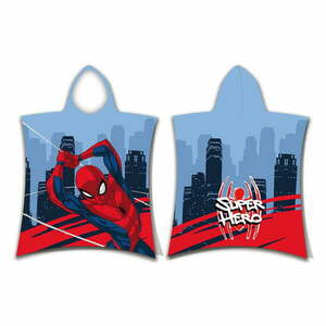 Czerwono-niebieskie ponczo dziecięce frotte Spider-Man – Jerry Fabrics obraz