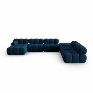 Niebieska aksamitna sofa 379 cm Bellis – Micadoni Home obraz
