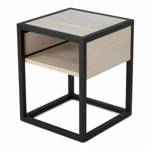 Czarna szafka nocna z blatem z drewna dębowego z półką Diva – Spinder Design obraz