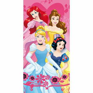 Różowy ręcznik dziecięcy frotte 70x140 cm Princesses – Jerry Fabrics obraz